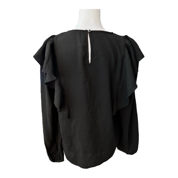 Madewell Black Ruffle Long Sleeve Top Women’s Size M - Picture 5 of 8